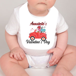Baby First Valentine Day Birthday First Birthday  Baby Bib