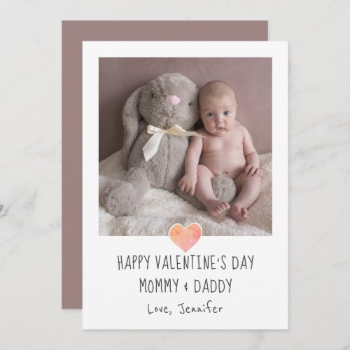 Baby First Valentines Day To Mom Dad Holiday Card