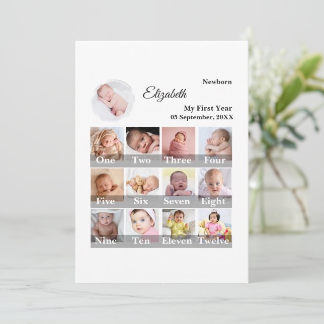 Baby First Year 12 Month Photo Collage  Milestone (Standing Front)