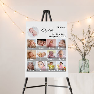 Baby First Year 12 Month Photo Collage Milestone Foam Board