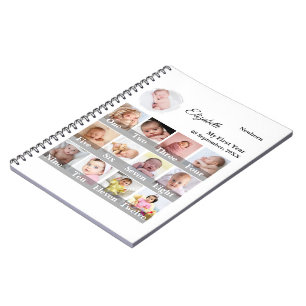 Baby First Year 12 Month Photo Collage  Milestone Notebook