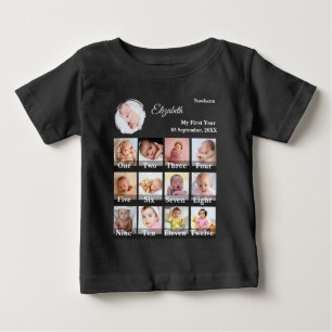 Baby First Year 12 Month Photo Collage Milestone T-Shirt