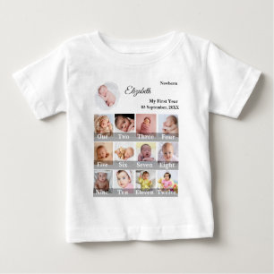 Baby First Year 12 Month Photo Collage Milestone T-Shirt