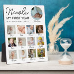 Baby First Year 12 Months Photo Collage Modern Plaque<br><div class="desc">Arrange twelve of your favorite photos from each month of your baby's first year in a grid layout that tells the story of their growth. Perfect for birthday parties, baby showers, or as a thoughtful gift for new parents.</div>