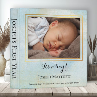 Baby First Year Custom Photo Watercolor Art Binder