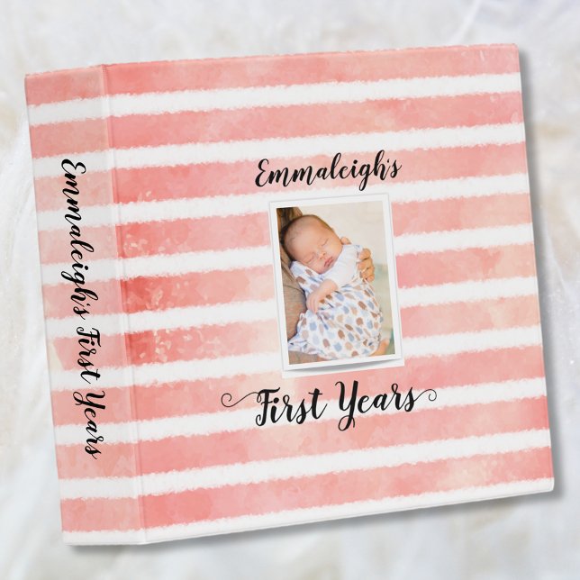 Baby First Years | Cute Pink Flamingo Stripes 3 Ring Binder (Creator Uploaded)