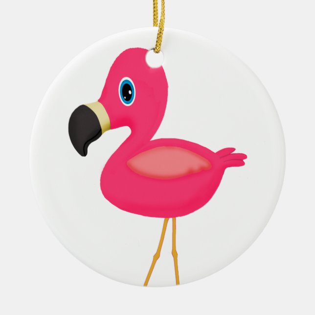 Baby Flamingo Ceramic Ornament (Front)