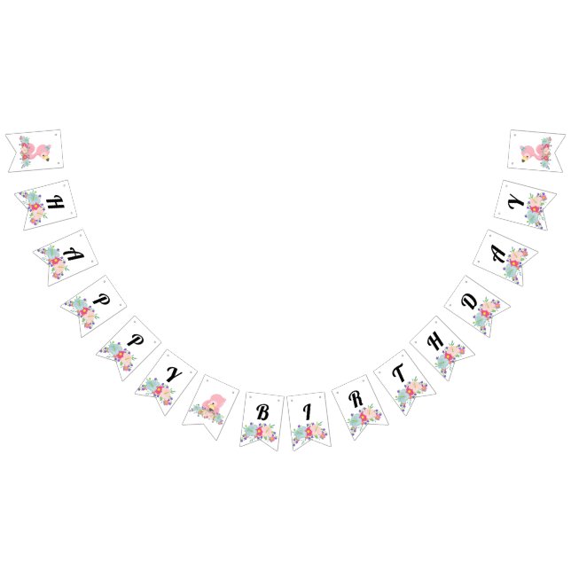 Baby Flamingo Happy Birthday  Bunting Flags (All)