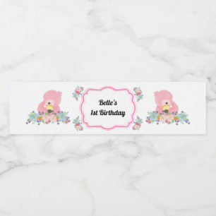 Baby Flamingo Party Water Bottle Label