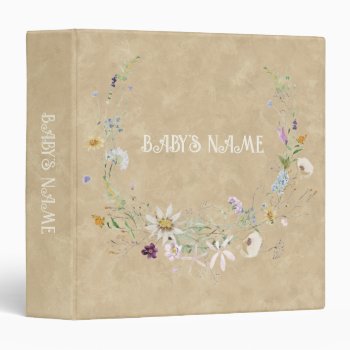 Baby Floral Boho Photo Album Customizable  3 Ring Binder by Precious_Baby_Gifts at Zazzle