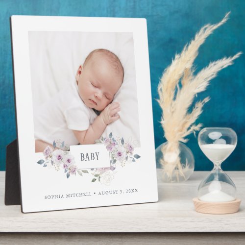 Baby  Floral Embellished Newborn Photo Plaque