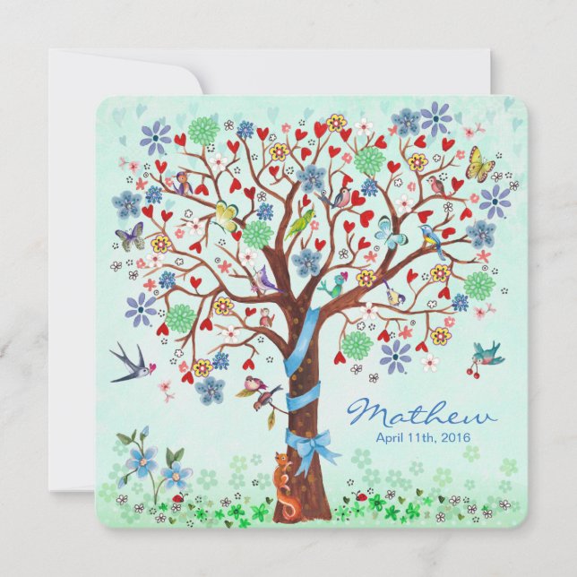Baby Flower Tree of Life | Birth Announcement Boy (Front)