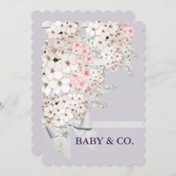Baby Flowers & Lattice Celebration Lavender Party Invitation by Ohhhhilovethat at Zazzle