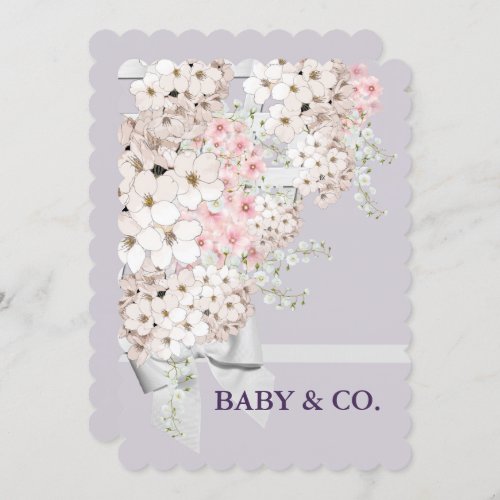 BABY Flowers  Lattice Celebration Lavender Party Invitation