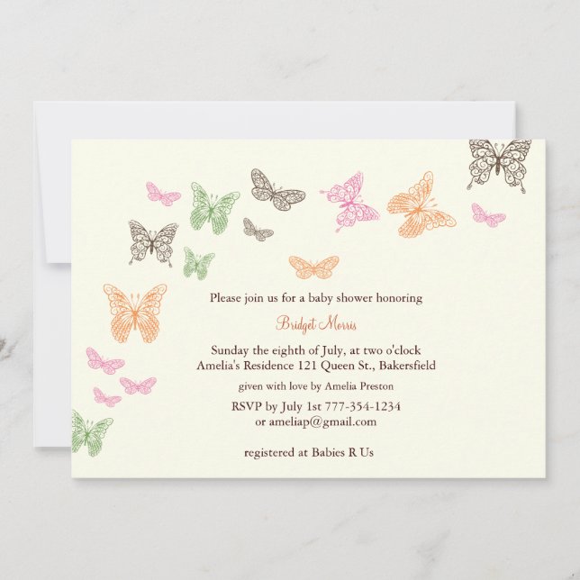 Baby Flutters Shower Invitation ivory (Front)