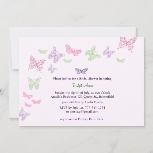 Baby Flutters Shower Invitation purple