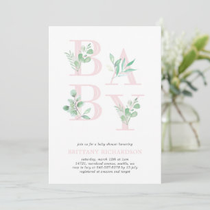 Baby Foliage baby shower invitation_Pink Invitation