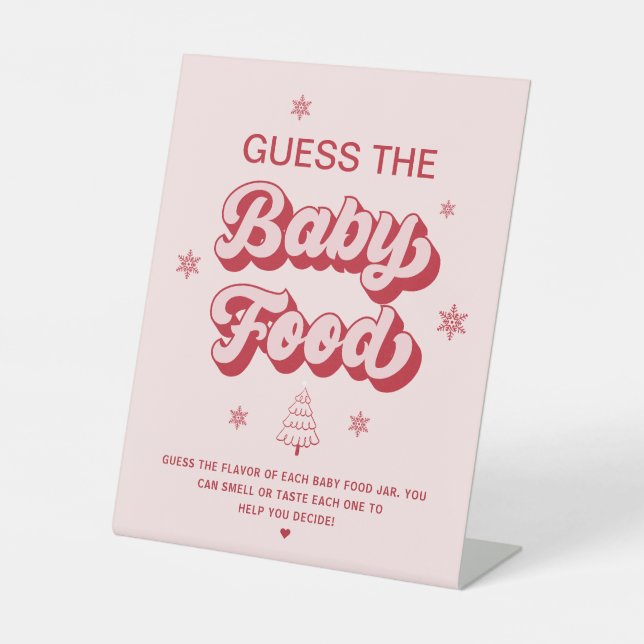 Baby food Christmas Baby Shower Game  Pedestal Sign (Front)