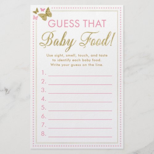 Baby Food Guessing Baby Shower Game Flyer