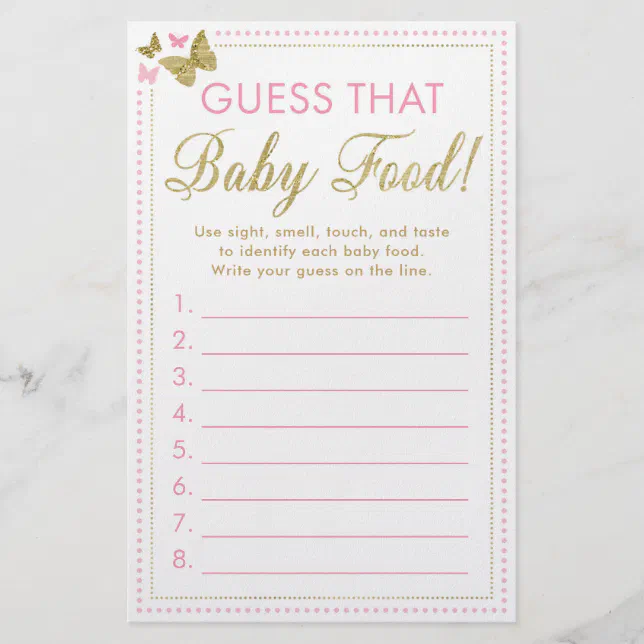 Baby Food Guessing Baby Shower Game Flyer | Zazzle