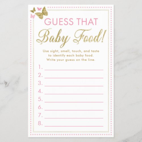 Baby Food Guessing Baby Shower Game Flyer