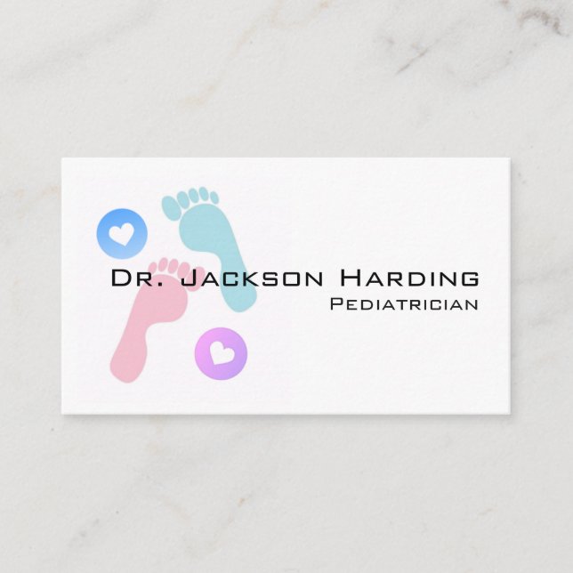 Baby Foot Print Simple Pediatrician Business Card (Front)