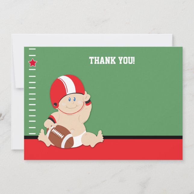 Baby Football Player (Red/Black) Flat Thank you Card (Front)