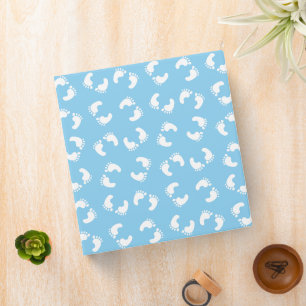 Baby Footprints, Babies Foot, Footsteps, Blue, Boy 3 Ring Binder