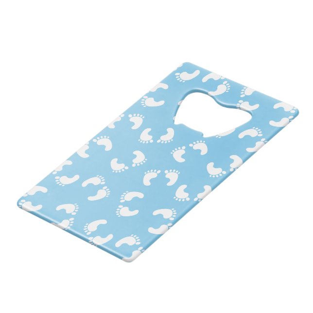 Baby Footprints, Babies Foot, Footsteps, Blue, Boy Credit Card Bottle Opener (Front Angled)