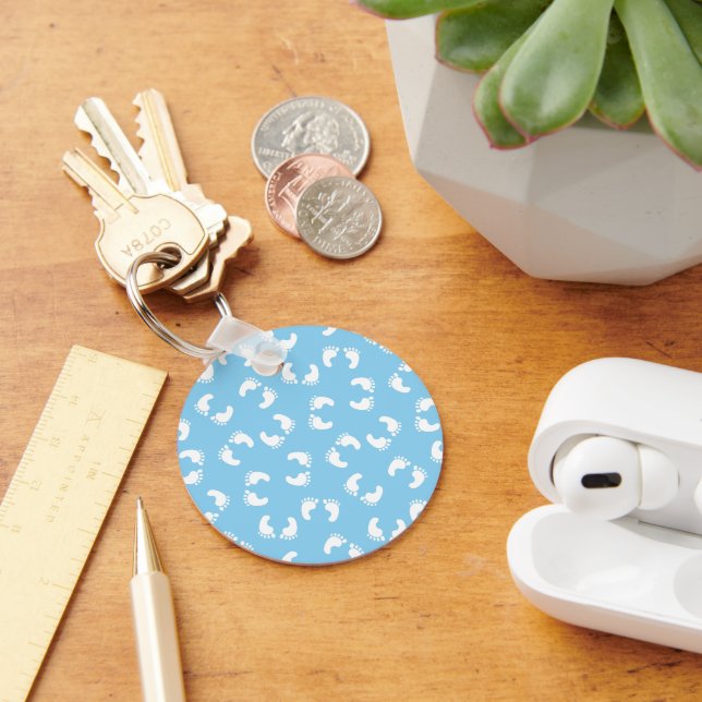 Baby Footprints, Babies Foot, Footsteps, Blue, Boy Keychain (Desk)
