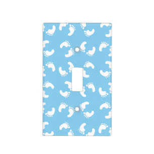 Baby Footprints, Babies Foot, Footsteps, Blue, Boy Light Switch Cover