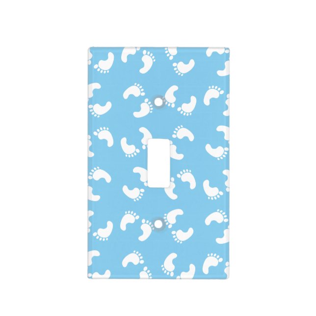 Baby Footprints, Babies Foot, Footsteps, Blue, Boy Light Switch Cover (Front)