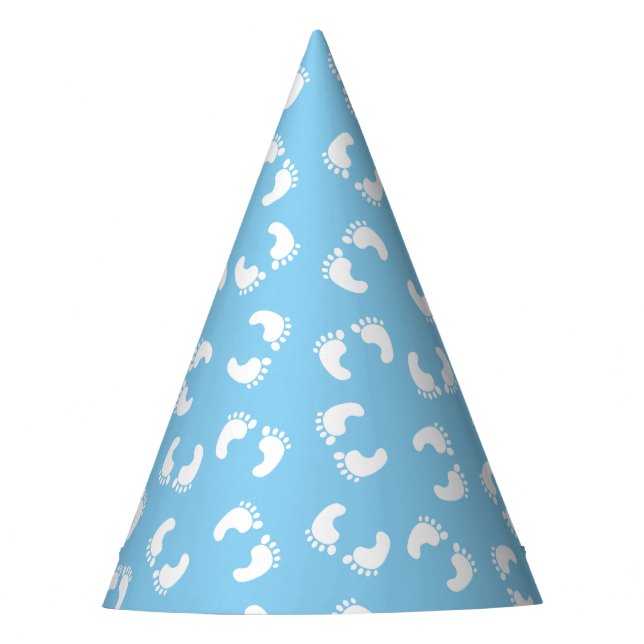 Baby Footprints, Babies Foot, Footsteps, Blue, Boy Party Hat (Front)