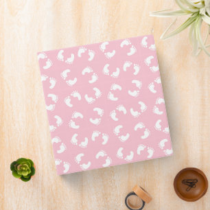 Baby Footprints, Babies Foot, Footsteps, Pink Girl 3 Ring Binder