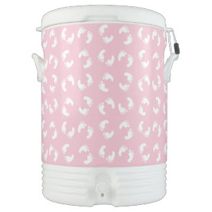 Baby Footprints, Babies Foot, Footsteps, Pink Girl Beverage Cooler
