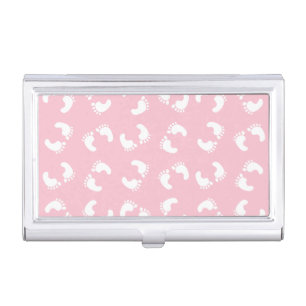 Baby Footprints, Babies Foot, Footsteps, Pink Girl Business Card Case