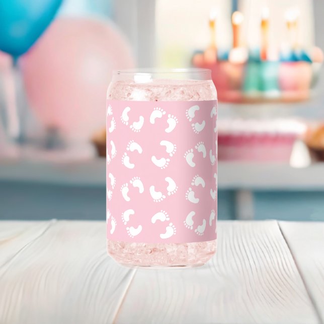 Baby Footprints, Babies Foot, Footsteps, Pink Girl Can Glass (Insitu (Baby Shower))