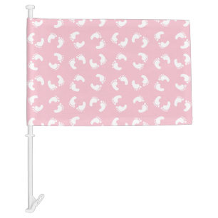 Baby Footprints, Babies Foot, Footsteps, Pink Girl Car Flag