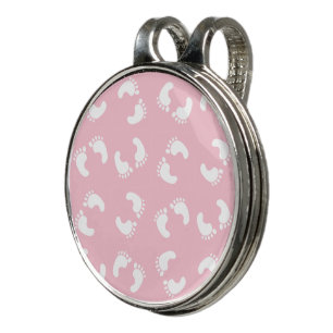 Baby Footprints, Babies Foot, Footsteps, Pink Girl Golf Hat Clip