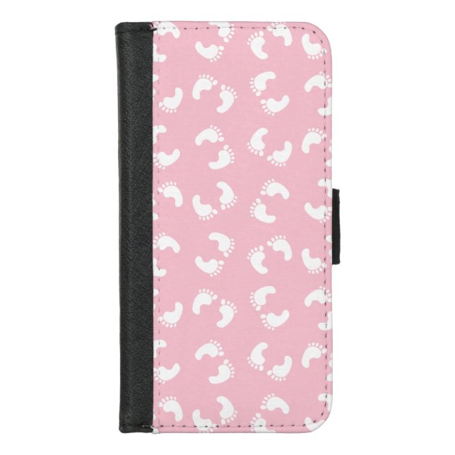 Baby Footprints, Babies Foot, Footsteps, Pink Girl iPhone Wallet Case (Front)