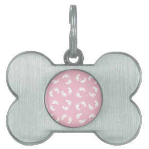 Baby Footprints, Babies Foot, Footsteps, Pink Girl Pet ID Tag