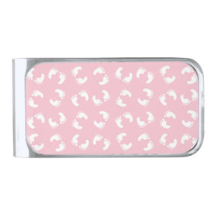 Baby Footprints, Babies Foot, Footsteps, Pink Girl Silver Finish Money Clip