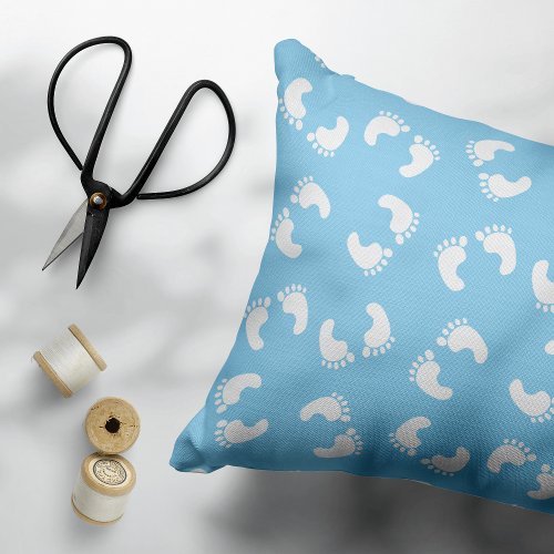 Baby Footprints Baby Foot Footsteps Feet Blue Accent Pillow