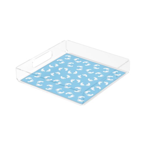 Baby Footprints Baby Foot Footsteps Feet Blue Acrylic Tray