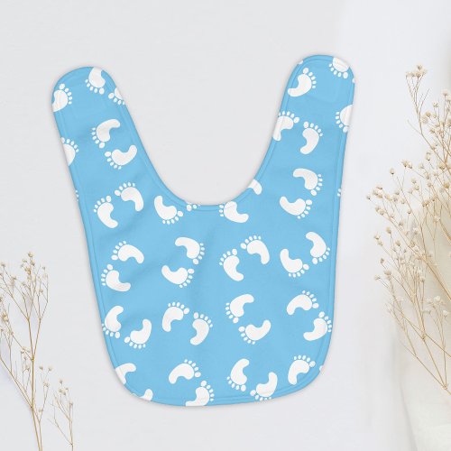 Baby Footprints Baby Foot Footsteps Feet Blue Baby Bib