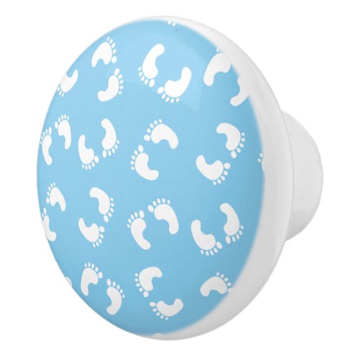 Baby Footprints Baby Foot Footsteps Feet Blue Ceramic Knob