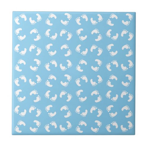 Baby Footprints Baby Foot Footsteps Feet Blue Ceramic Tile