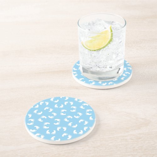 Baby Footprints Baby Foot Footsteps Feet Blue Coaster