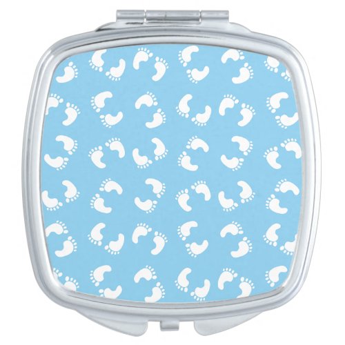 Baby Footprints Baby Foot Footsteps Feet Blue Compact Mirror