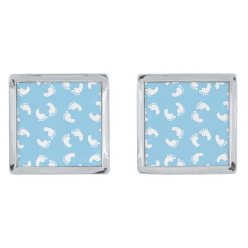 Baby Footprints Baby Foot Footsteps Feet Blue Cufflinks